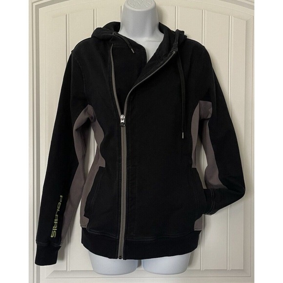 Polaris Jacket Womens Medium Black Gray Full Zip Hoodie Sweatshirt Long Sleeve - Picture 2 of 12